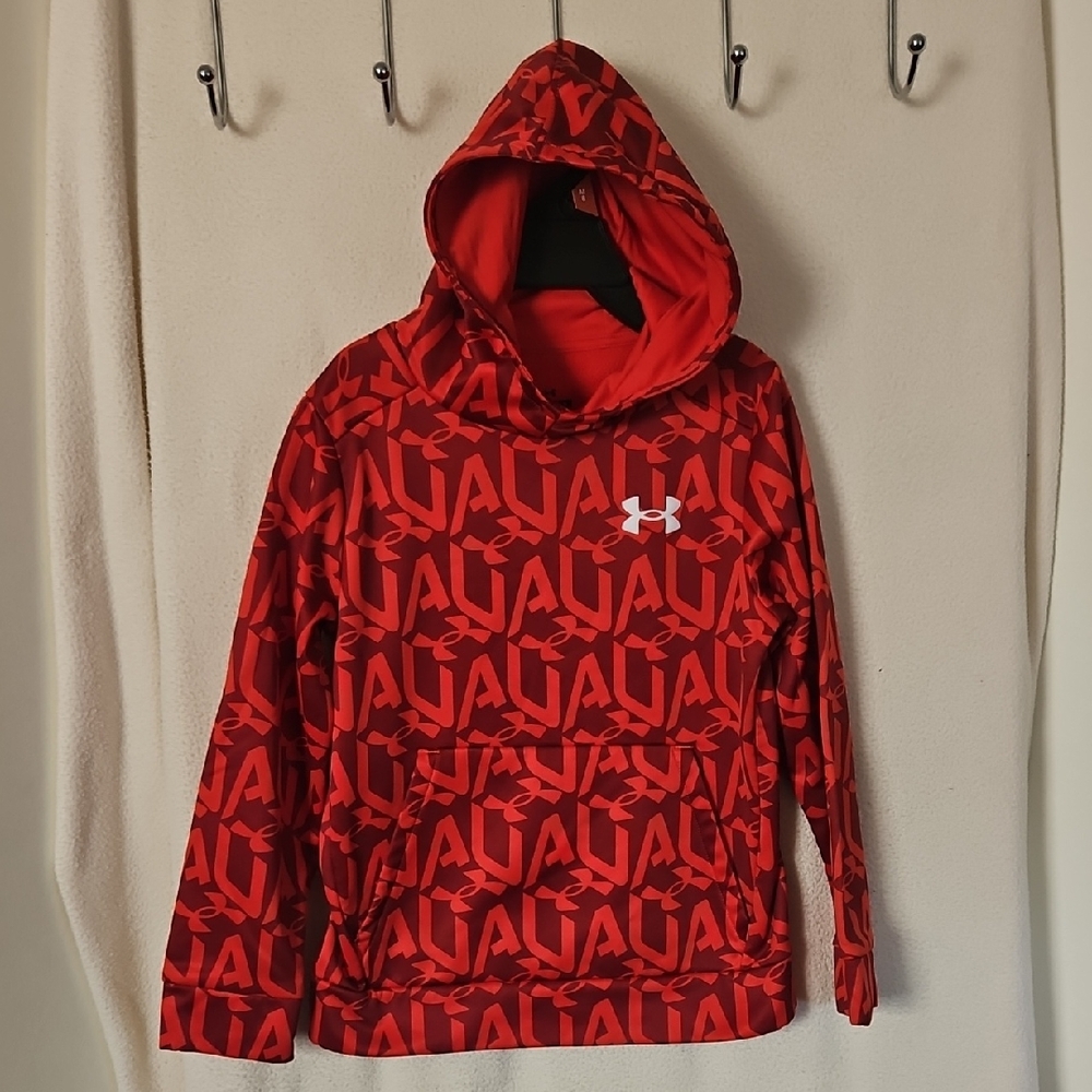 Under Armour Red Allover Logo Hoodie for Kids